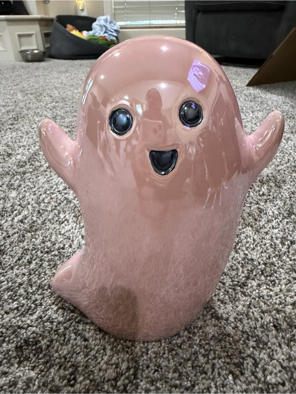 Ceramic Iridescent Pink Ghost Figurine - Decorative Home Accent
